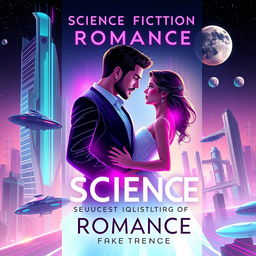 A book cover design for a science fiction romance novel, featuring a modern and elegant aesthetic