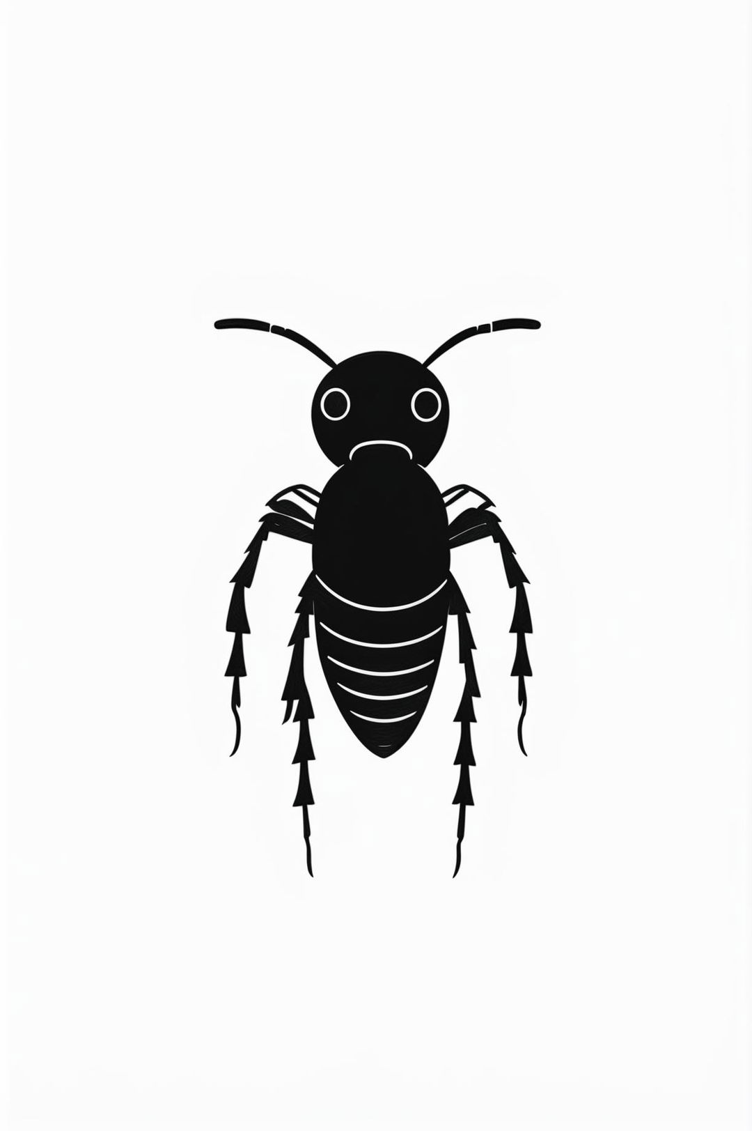 A high-quality digital artwork of an ant, drawn in a simple, minimalist style