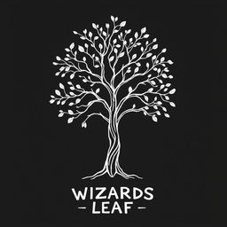A simple and elegant outline drawing of a tree, featuring intricate branches and leaves, rendered in black and white
