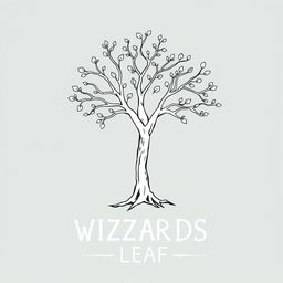A simple and elegant outline drawing of a tree, featuring intricate branches and leaves, rendered in black and white
