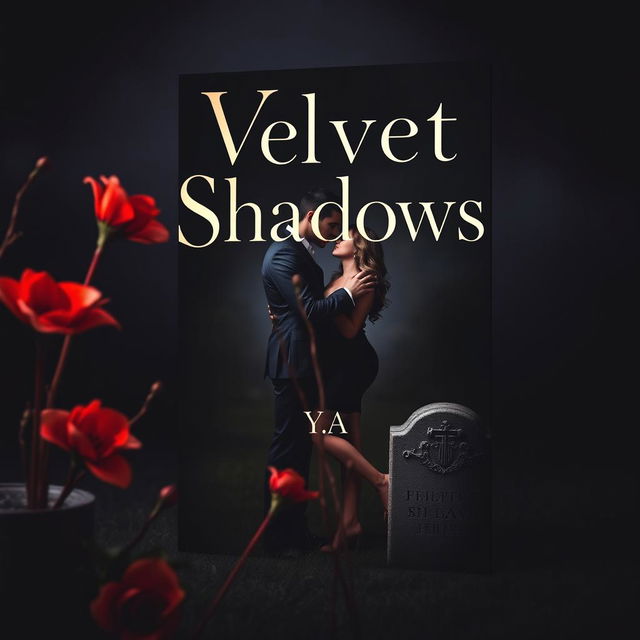 A dramatic book cover featuring a dark, moody background with deep, shadowy colors