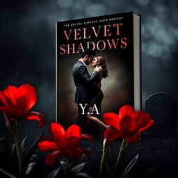 A dramatic book cover featuring a dark, moody background with deep, shadowy colors