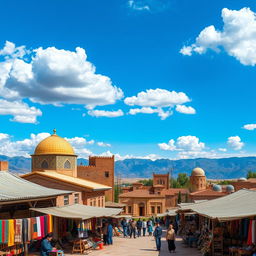 A beautiful view of Samandar, Uzbekistan, showcasing its unique cultural architecture and vibrant local market