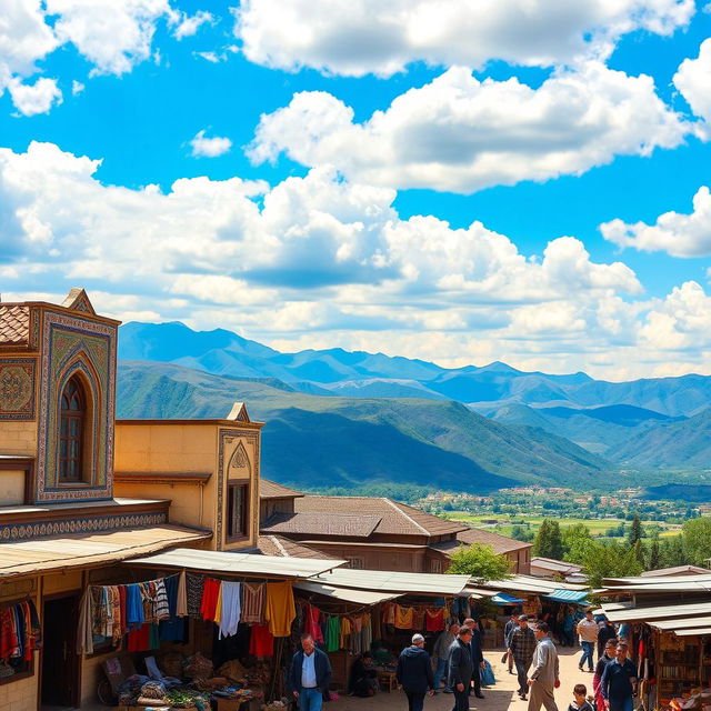 A beautiful view of Samandar, Uzbekistan, showcasing its unique cultural architecture and vibrant local market