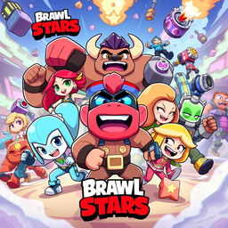 A vibrant and colorful illustration depicting various Brawl Stars brawlers, each expressing their unique personality traits