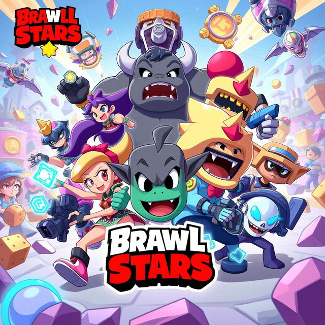 A vibrant and colorful illustration depicting various Brawl Stars brawlers, each expressing their unique personality traits