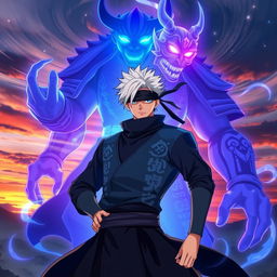 Gojo Satoru from Jujutsu Kaisen, showcasing his Susanoo technique