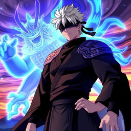 Gojo Satoru from Jujutsu Kaisen, showcasing his Susanoo technique