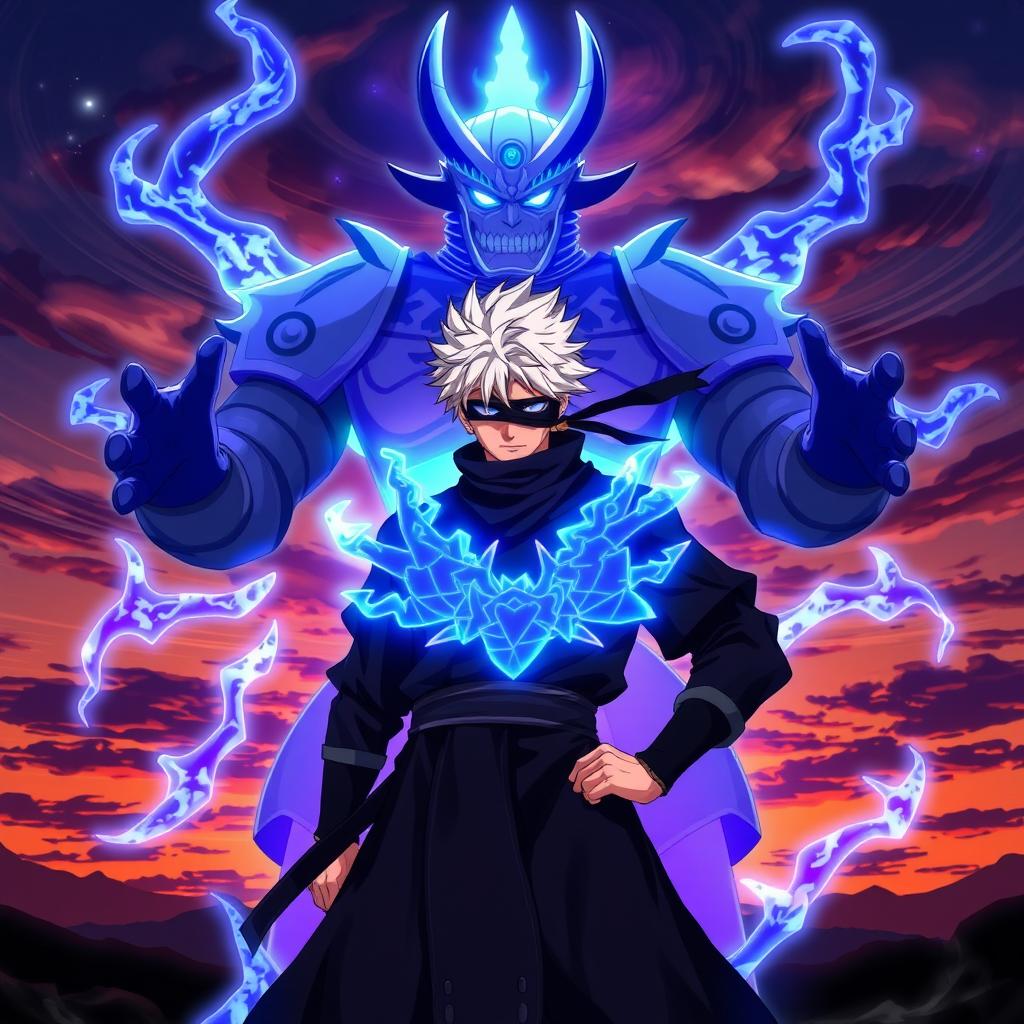 Gojo Satoru from Jujutsu Kaisen, showcasing his Susanoo technique