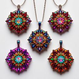 A set of kaleidoscopic jewelry designs that incorporate sound and scent as integral elements, reflecting the concept of hope and conveying political messages