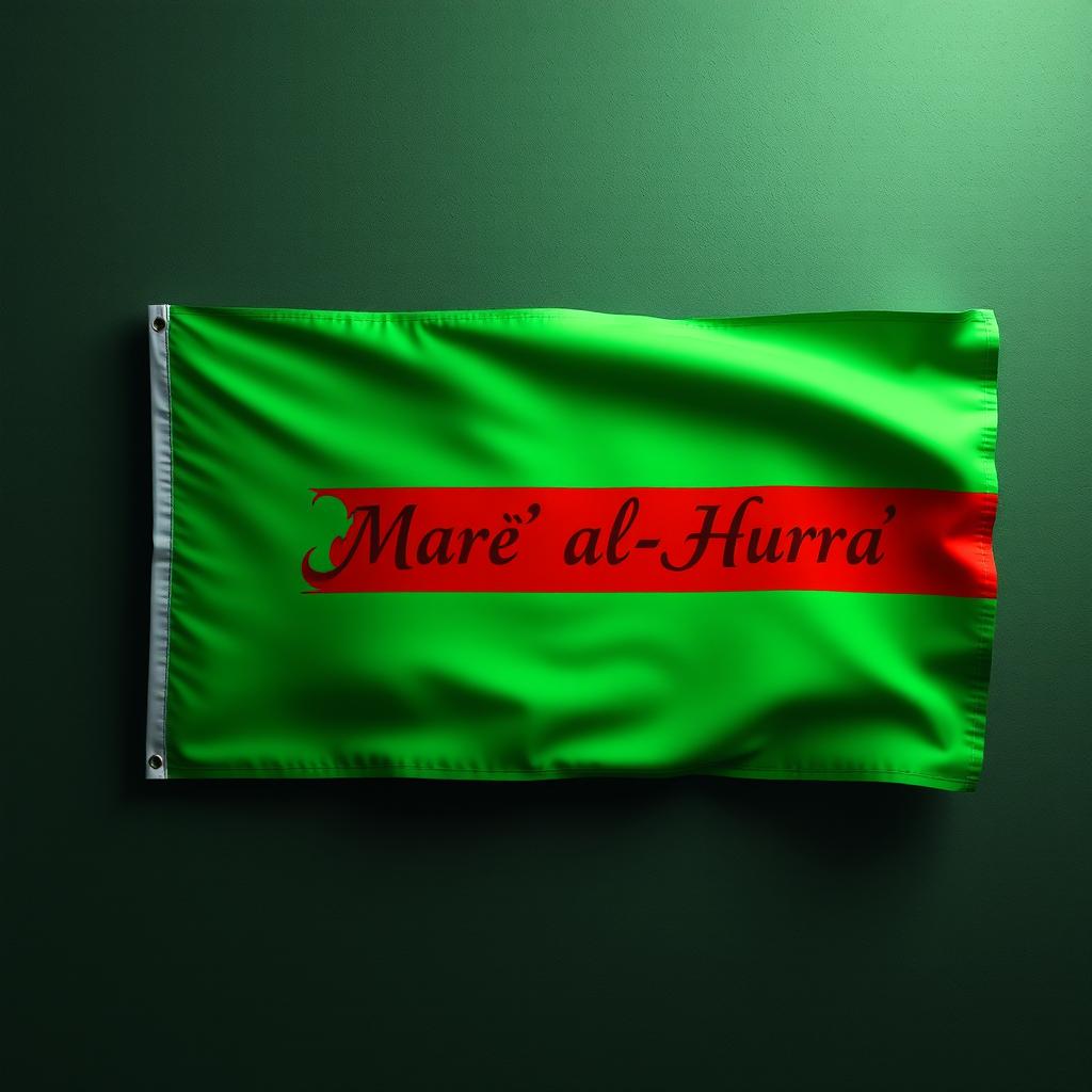 A vibrant and striking image of the green revolution flag, prominently displaying its colors and symbols