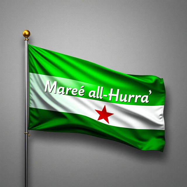 A vibrant and striking image of the green revolution flag, prominently displaying its colors and symbols