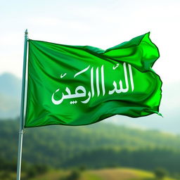 A vibrant green revolution flag with the name 'مارع الحرة' artistically displayed