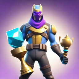 This is a vibrant, highest quality digital art image of the Fortnite character Iso, outfitted in his distinctive skin