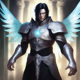 Picture a striking digital art piece featuring a male changeling cleric