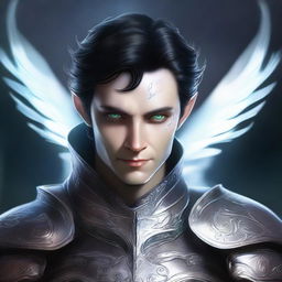 Picture a striking digital art piece featuring a male changeling cleric