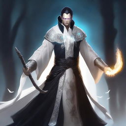 Visualize a striking digital art image of a male changeling cleric