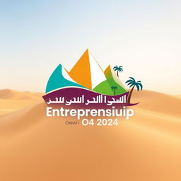 A vibrant and inspiring logo design representing entrepreneurship and the vision of Oman 2024, incorporating elements that symbolize growth, innovation, and marketing
