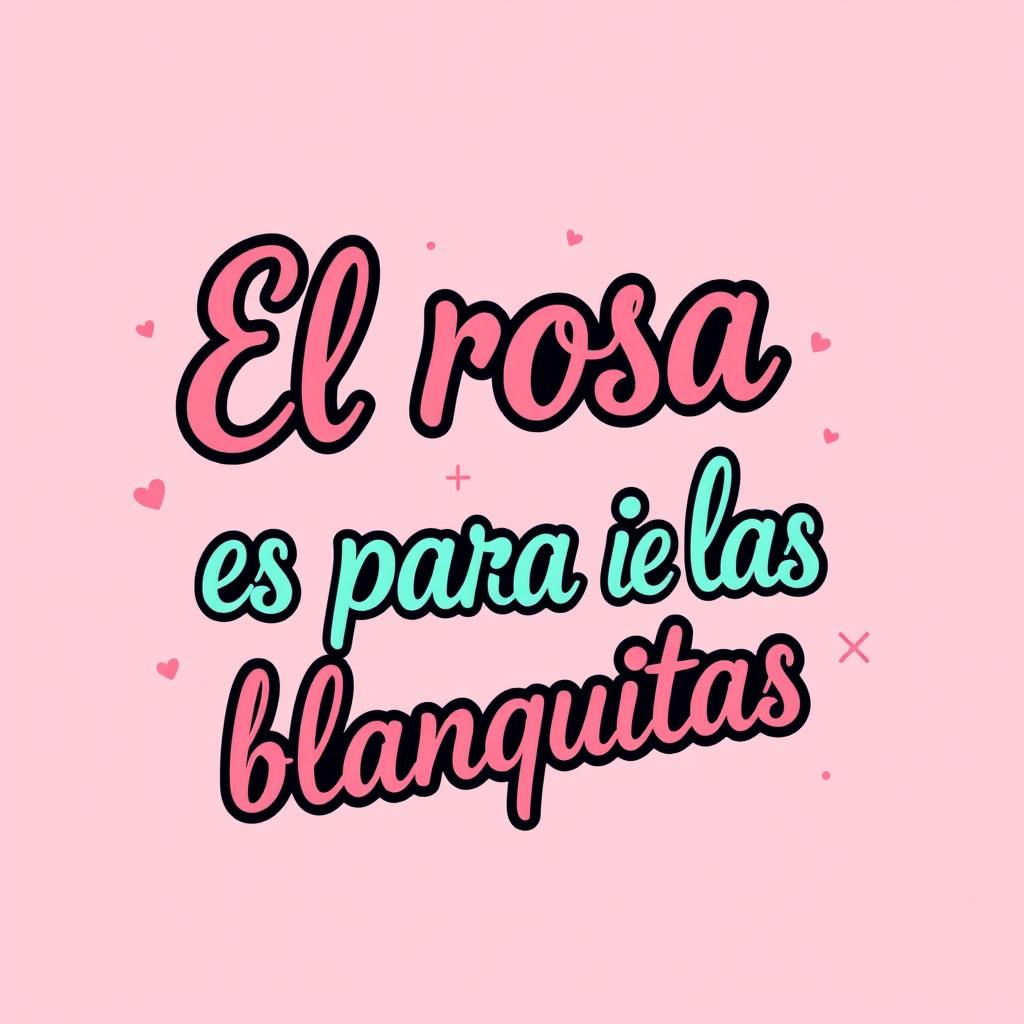 A cute and playful image with a soft pink background showcasing stylish and decorative text that says "El rosa es para las blanquitas" in an elegant, bold font