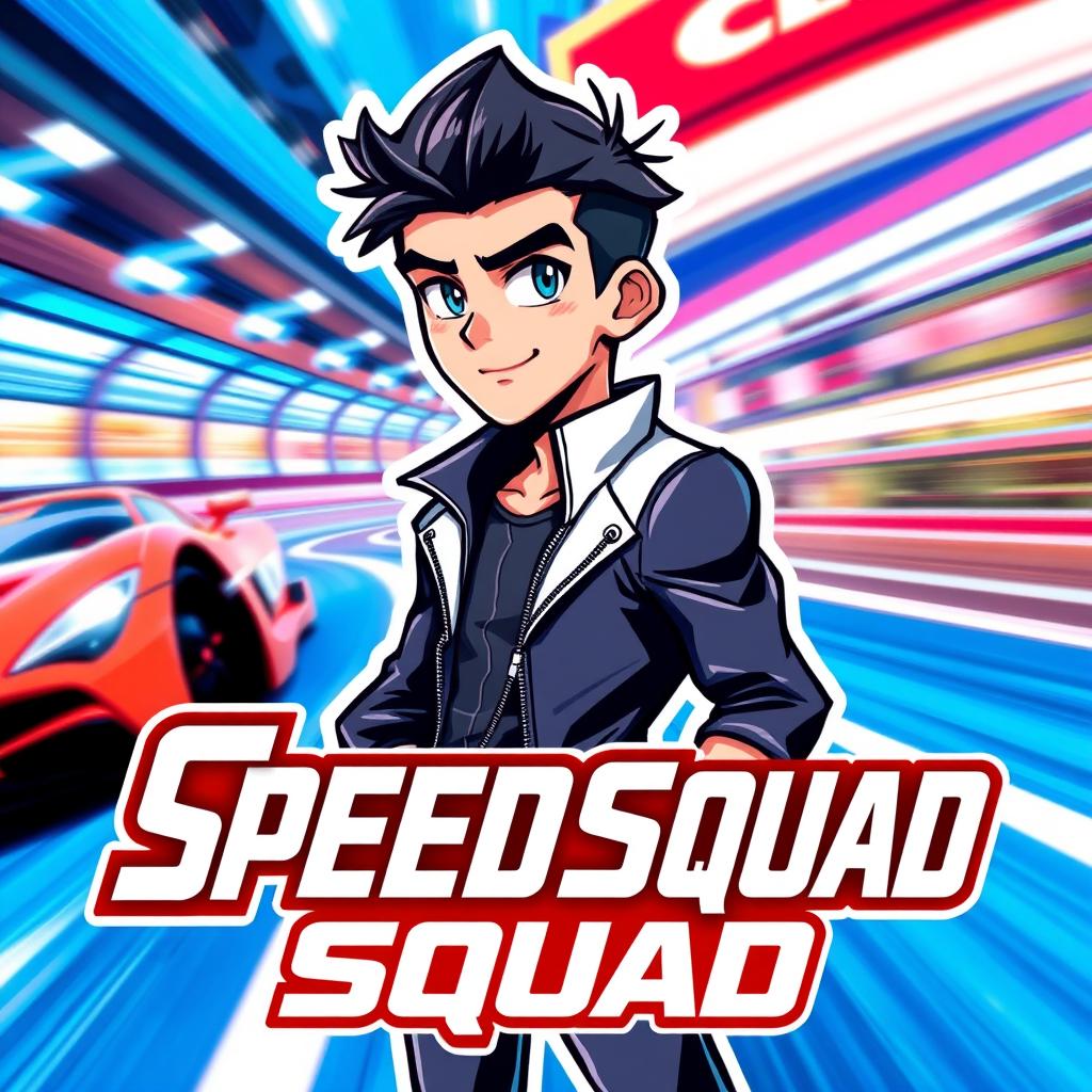 An avatar featuring the text 'SpeedSquad' in bold, dynamic lettering, with a character named Max depicted in a stylish, cool manner