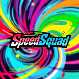 A visually stunning and colorful avatar featuring the bold text "SpeedSquad" in an eye-catching and artistic font that conveys a sense of motion and energy