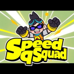 A lively avatar featuring the text "SpeedSquad" in a bright yellow color, standing out prominently against a dynamic background