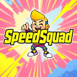 A lively avatar featuring the text "SpeedSquad" in a bright yellow color, standing out prominently against a dynamic background