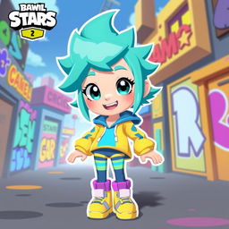 Character design of Max from Brawl Stars, showcasing her vibrant and energetic personality