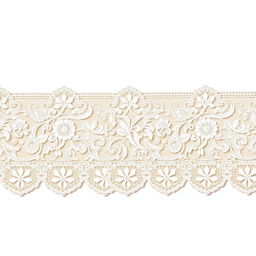 An elegant design featuring intricate border lace, showcasing delicate floral patterns intertwined with ornate swirls