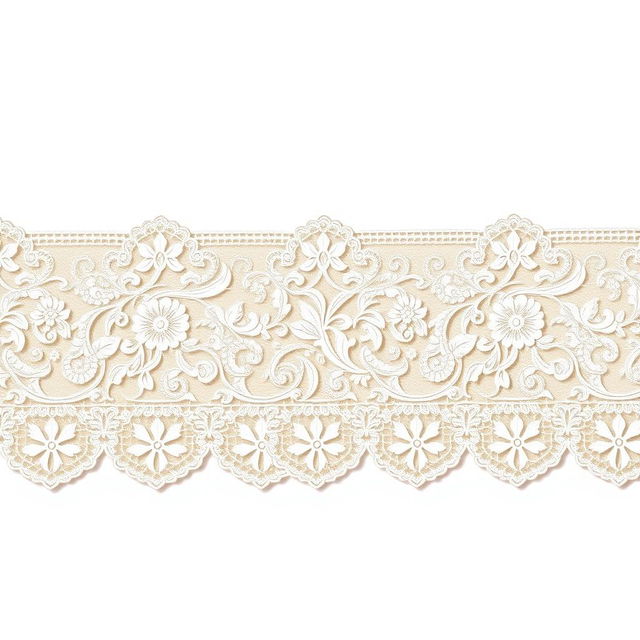 An elegant design featuring intricate border lace, showcasing delicate floral patterns intertwined with ornate swirls