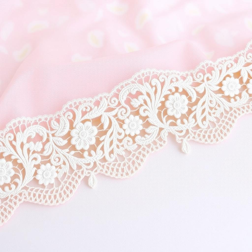 An elegant design featuring intricate border lace, showcasing delicate floral patterns intertwined with ornate swirls