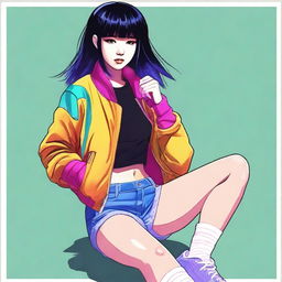 A digital art image of a stylish Asian girl with a sporty look