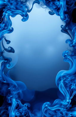 A book cover background featuring swirling blue and black smoke along the edges
