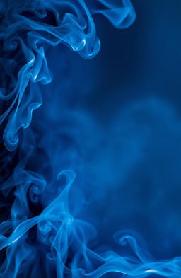 A book cover background featuring swirling blue and black smoke along the edges