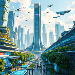 A futuristic depiction of Milad Tower in Tehran, showcasing an advanced urban environment in the next hundred years