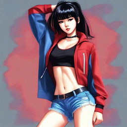 A high-quality digital art image of a sporty Asian girl