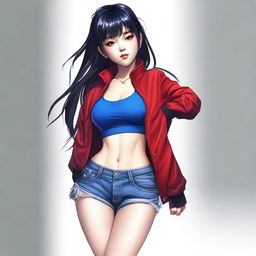 A high-quality digital art image of a sporty Asian girl