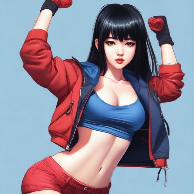 A high-quality digital art image of a sporty Asian girl