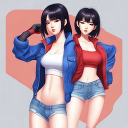 A high-quality digital art image of a sporty Asian girl