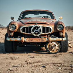 A quirky and unusual Russian supercar with an un-aerodynamic design, featuring a large front grill adorned with the Volvo logo