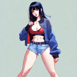 A high-resolution digital art image depicts a fashionable Asian girl in a sporty ensemble