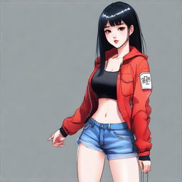 A high-quality digital art image presents a stylish Asian girl in a sporty outfit