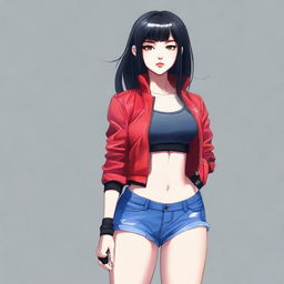 A high-quality digital art image presents a stylish Asian girl in a sporty outfit