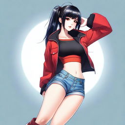 A high-resolution digital art image portrays an attractive Asian girl in a sporty outfit