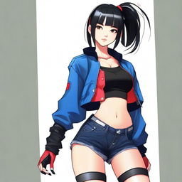 A digital art image of the highest quality shows a stylish Asian girl in a sporty outfit