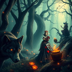 A captivating and mystical scene set in an enchanted forest, filled with mystical trees and glowing flora