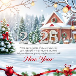 A festive New Year's greeting card designed for an educational institution celebrating the upcoming year 2025