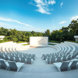 A beautiful semicircular amphitheater featuring a small and simple stage at the center