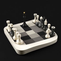 A unique, minimalist, and visually striking chess design that embodies modern aesthetics