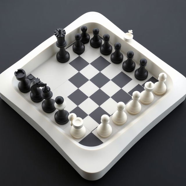 A unique, minimalist, and visually striking chess design that embodies modern aesthetics
